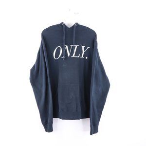 Only NY Distressed Hoodie Sweatshirt Navy Blue